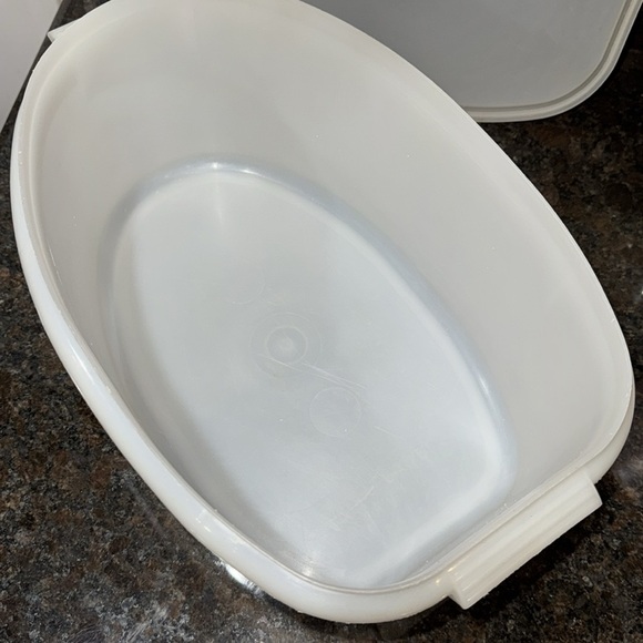 VTG Clear Tupperware Oval Food Storage (Ham) Container Bowl with Lid - Picture 3 of 14